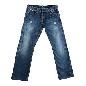 Gilded Age Jeans Mens Blue Japanese Selvedge Bootcut Leg Distressed Fits 32x30